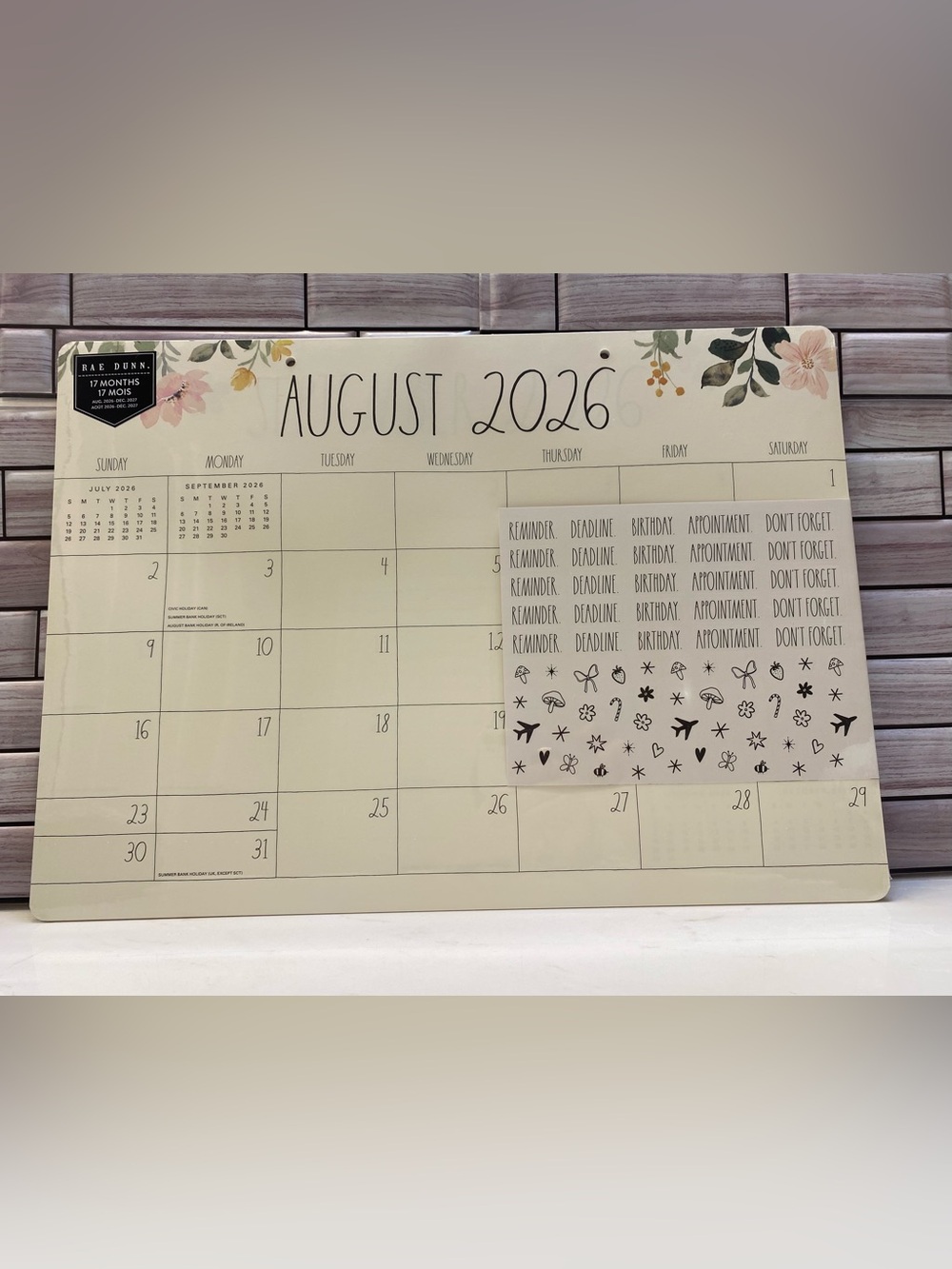 Rae Dunn ❤️2027 17-Month Desk Blotter Calendar/Planner “Flower”  New
